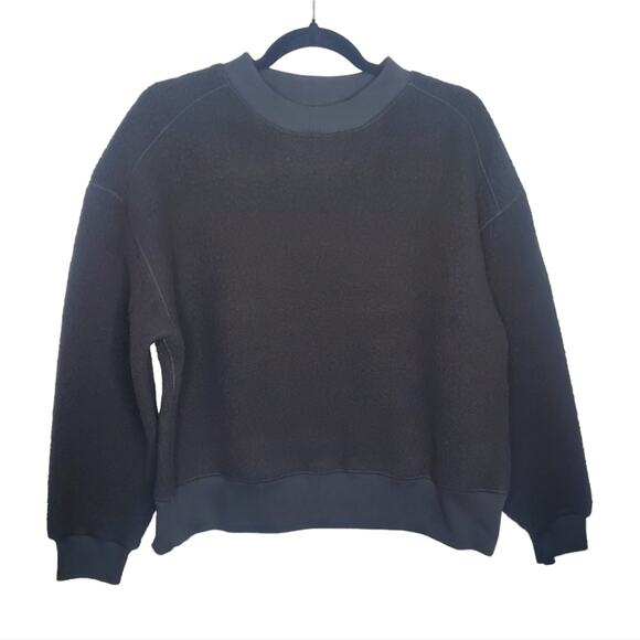 Everlane The ReNew Fleece Oversized Crew Black Small NWT Teddy Sweatshirt - Picture 4 of 16